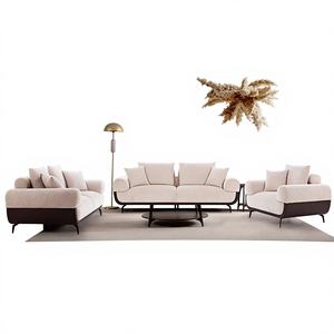 Adana Designer Sofa Set Minimal Contemporary Fabric Upholstered Foam-Filled Luxury Seating <b>Furniture</b> for Apartment <b>Mall</b> Modern - Product Image 1
