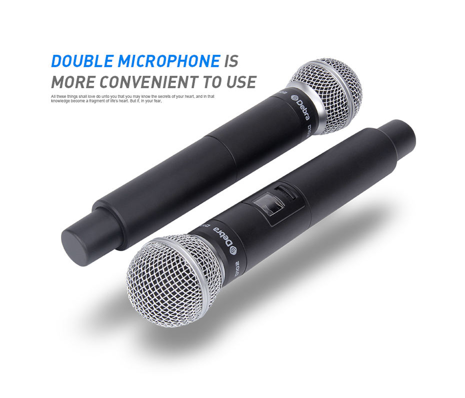Microfono Senza Fili D Debra UBR-102 Doppio - Portata 80m, Anti-Rumore, Per Karaoke E Eventi - Foto 2