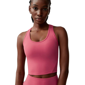 Camiseta para correr con cuello en U, Nailon/licra, espalda transpirable, Agujero frontal, posición del logotipo, ropa de entrenamiento agradable a la piel, camiseta sin mangas para Fitness y Yoga - Product Image 1