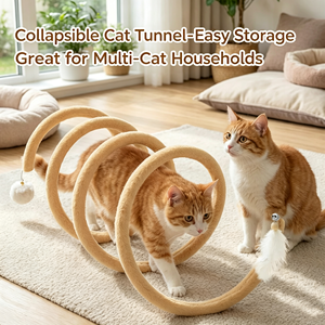 Túnel Plegable para Gatos, Tubo de Ejercicio de Felpa para Gatos, Túnel de Juego Plegable para Mascotas para Hogares con Múltiples Gatos - Product Image 1