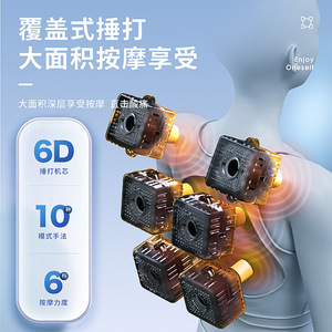 Masseur de cou électrique 6D, châle de massage pour le cou, les épaules, le dos, la taille, 10 modes, 6 niveaux, rechargeable par USB - Product Image 1