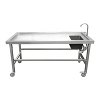 Table de lavage et de dissection de cadavres en acier inoxydable, simple, pour embalsamer et nettoyer les corps funéraires, prix d'usine