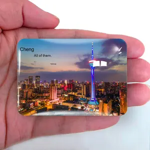 Aimant de réfrigérateur en PVC moderne Cadeau souvenir Paysage touristique du Sichuan Chengdu Taiguli Kuanxiangzi Jiuyanqiao Qingyang Crystal - Product Image 2