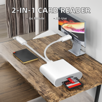 Lecteur de carte intelligent USB C+iOS 2 en 1 compatible avec iPhone iPad Android Lecteur de carte mémoire SD TF portable Interface Type-C
