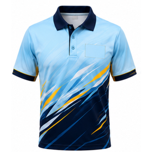 Polo de sport imprimé bleu clair pour homme, col classique, séchage rapide, décontracté, pour le golf et les activités de plein air, manches courtes - Product Image 1