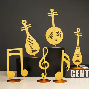 Figurine de décoration moderne Simple, en métal, Notes créatives, ornement d'instruments pour le salon