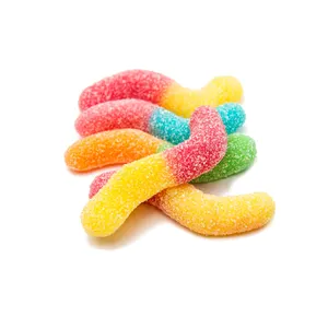 MINICRUSH Candy Custom High Quality Fruit Flavours Chewy Sweet Cartoon Soft Icing Gummy Worm Candy