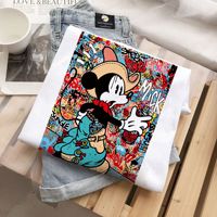 Camiseta de manga corta personalizada para mujer, ropa con estampado de Mickey, verano, 2021