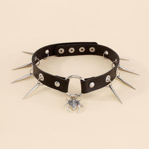 Chokers style western punk <span class=keywords><strong>rock</strong></span>, cuir gothique hip-hop serpent rivet collier de retenue chaînes de clavicule - Product Image 3