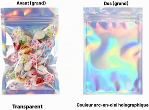 Custom Printed Zipper Top Stand up Pouches Disposable Food Grade Matte VMPET+PE <b>Packaging</b> <b>Bags</b> with Holographic Design - Product Image 2