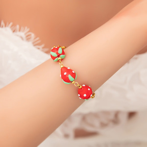 Pulsera de cuentas con forma de fruta, acero inoxidable, chapado en oro, colgante de fresa, joyería para mujer, pulseras de cadena a la moda - Product Image 2
