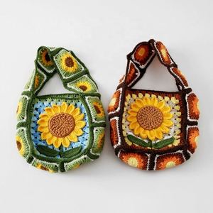 Teacher's Day Christmas <b>Gift</b> Large Sunflower Single Shoulder <b>Bag</b> Hand-Woven Snowflake Knitted <b>Bag</b> Artificial Crafted Textile - Product Image 3