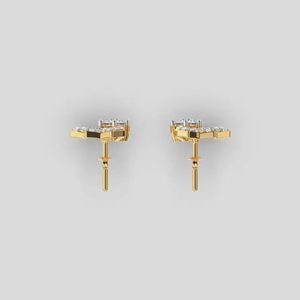 Pendientes de tuerca con diamante floral de 1.00 quilates y engaste de bisel, oro de 14K, piedra central certificada IGI, elegante joyería fina para boda, regalo para él - Product Image 1