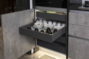 NICOCABINET Armoire de <span class=keywords><strong>cuisine</strong></span> design moderne et simple à haute brillance Unité de <span class=keywords><strong>cuisine</strong></span> pour appartement Petit placard de <span class=keywords><strong>cuisine</strong></span> avec automatique - Product Image 4