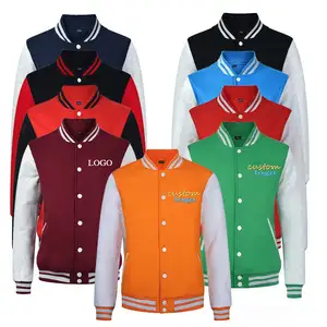 Özel toptan boş toplu düz Unisex erkekler kadınlar Versity Varisty beyzbol Letterman Varsity ceketler