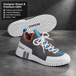 Zapatillas de Diseño de Lujo para Hombre y Mujer, de Alta Calidad, Grises, Tejidas, con Suela Gruesa, Nuevas - Product Image 1