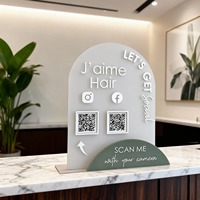 Plaque personnalisée en acrylique avec code QR, support de table pour affichage de code QR de mot de passe Wi-Fi, avis Google et réseaux sociaux