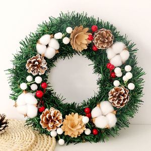 Guirlande de Noël, Décoration de Noël 30/40cm, Anneau de vigne de Noël, Décoration artificielle en coton et pommes de pin à suspendre à la porte - Product Image 3