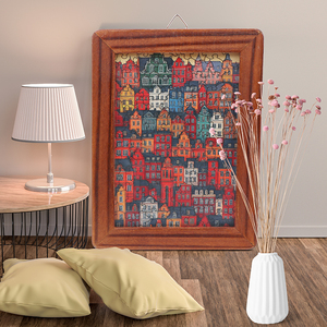Cadre de puzzle rectangulaire en bois en gros, cadre photo mural décoratif style ville européenne, cadeau éducatif personnalisé OEM pour adultes - Product Image 2