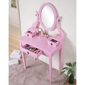 DB Moniys Mesa de Maquillaje Rosa con Espejo Iluminado y Taburete para Uso en el Dormitorio del Hogar - Product Image 5