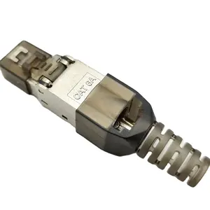 Cat6A Tool-Gratis Afgeschermde RJ45 Beëindiging Plug Connector Zinklegering Metalen Behuizing Ethernet Toolless Plug Voor 23 ~ 26AWG sftp Kabel