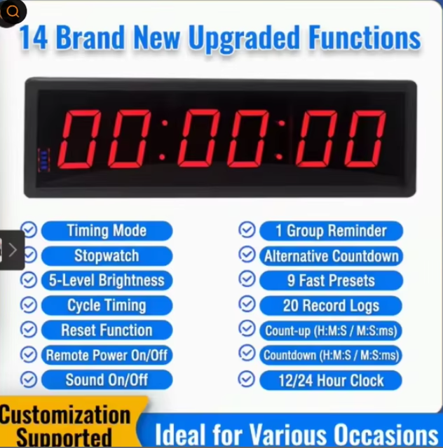 Professional Rechargeable Button Battery Large LED Digital Sports Competition Timer Hand-Touch Stopwatch Exam Debate Speech
