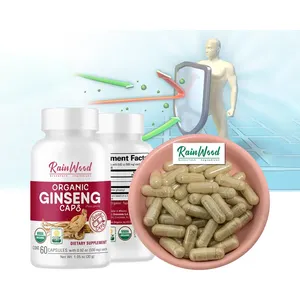 Private Label OEM USDA Organic Ginseng Root Extract Capsules 500mg Panax Ginseng Capsules