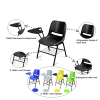 Chaise d'écolier avec tablette d'écriture pour mobilier de classe