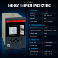 Relé de Protección de Línea de Alimentación EastSong ES8-1851 para Equipos de Media Tensión, Doble Ethernet, RS485, Modbus RTU, SOE 1ms, Fabricante