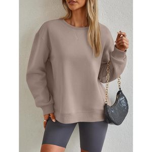 เสื้อสเวตเตอร์ผ้าฟลีซคอกลมแขนยาวคอวีแบบสวมศีรษะสำหรับผู้หญิงสำหรับฤดูใบไม้ร่วง2025 - Product Image 3