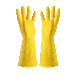 Guantes de goma para el hogar, impermeables, antideslizantes, para lavar platos, para limpieza y lavandería, color amarillo sólido - Product Image 5