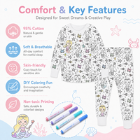 Conjunto de Pijama para Niñas Personalizable con Estampado de Sirena, Manga Larga, Ropa de Dormir Infantil con Marcadores de Tela, OEM ODM