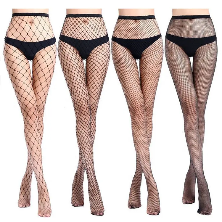 Transparent Sexy Women Socks Slim Fishnet Pantyhose Club Party Net Holes Black Tights Small/Middle/Big Mesh Thigh High Stockings