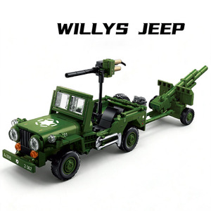 <span class=keywords><strong>Jouet</strong></span> de construction <span class=keywords><strong>militaire</strong></span> Willys <span class=keywords><strong>Jeep</strong></span> en blocs ABS, <span class=keywords><strong>jouet</strong></span> de construction DIY avec modèle de canon M101A1, <span class=keywords><strong>jouet</strong></span> éducatif d'histoire pour garçons - Product Image 2