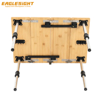 Table de camping pliable en bambou et alliage d'aluminium, portable, hauteur réglable, mobilier d'extérieur, table de voyage légère, plage, pique-nique