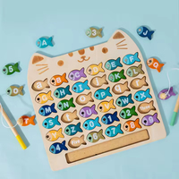Juego de Pesca con Letras y Números Montessori, Tablero de Rompecabezas de Madera, Juguete Educativo de Pesca para el Desarrollo Cognitivo, Conteo y Ortografía de Niños Pequeños
