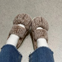 Chaussons d'intérieur pour femme, toutes saisons, à motif léopard, doublés velours, respirants, antidérapants, chauds, silencieux, style demi-Baotou, design patte de chat