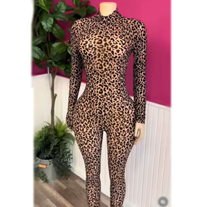 Viviblook Z1125JP01 Nuevo Mono de Mujer con Estampado de Leopardo, Sexy, Cintura Alta, Ajustado, Manga Larga - Product Image 1