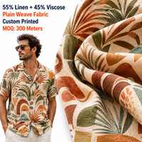 Tissu en Lin et Rayonne 55% Lin 45% Viscose Tissé Effet Slub Imprimé Personnalisé pour Chemise de Camp Homme – Vente en Gros de Tissus d'Été