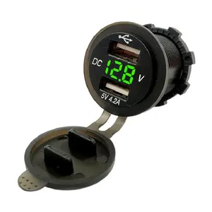 12V 24V Universal 2.1A Motorrad LKW Auto USB Ladegerät Voltmeter Dual USB Auto Ladegerät mit Spannungs messer Netzteil buchse