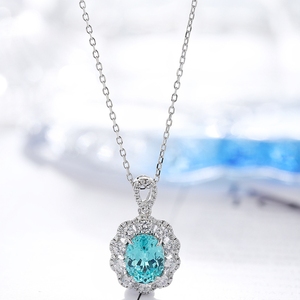 Collar con Colgante de Plata de Ley S925 con Incrustaciones de Paraiba Cultivada, Estilo Princesa <span class=keywords><strong>Diana</strong></span>, de la Fábrica de Joyería MUSHAN, para Mujer - Product Image 5