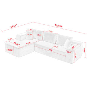 Breathable Sectional Compressed Foam Filled Square <b>Sofa</b> <b>Bed</b> Set Modern Luxury Corner Upholstered Tufted for Living Room - Product Image 6