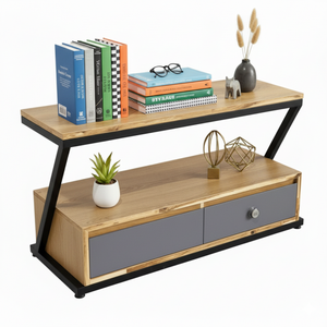 Table de chevet à deux niveaux, meuble en métal, structure en métal, MDF, personnalisable, design moderne minimaliste, conception à 2 niveaux, OEM/ODM - Product Image 5