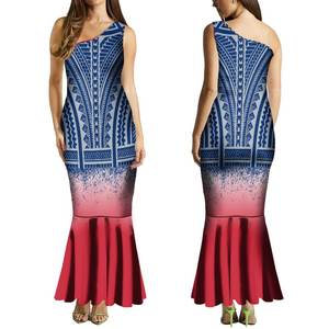 OEM personalizado Plumeria flor Polinesia Tribal un hombro sin mangas cola de pez vestidos mujeres elegante <span class=keywords><strong>vestido</strong></span> Hawaiano de gran tamaño - Product Image 3