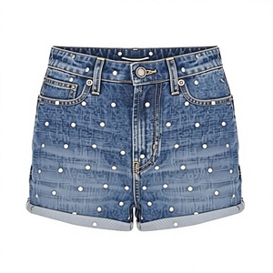 Shorts en jean grande taille pour femmes, shorts en jean déchirés taille haute, style personnalisé, mode OEM, respirant, prix abordable, personnalisation - Product Image 1