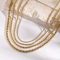 316 acier inoxydable corde torsadée grosse 2mm/5mm/6mm/8mm 18K plaqué or PVD enduit chaîne à maillons torsadés collier usage quotidien