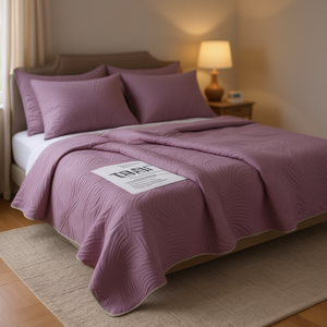 Ultra Light <b>King</b> <b>Size</b> Mauve Quilt Solid Polyester Cotton Modern All Season Home <b>Bedding</b> - Product Image 2