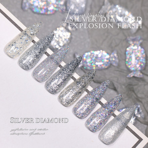 9 colores reflectante diamante plata Disco UV Gel polaco Kit Flash resina y 15ml brillo Gel Set para Nail Art - Product Image 1