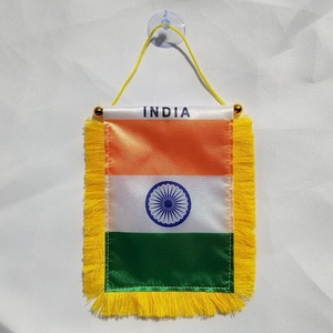 Mini banderín pequeño de <span class=keywords><strong>bandera</strong></span> de la India con estampado de satén para decoraciones de coches de fiesta y suministros para eventos de festivales - Product Image 1