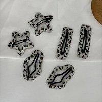 Pince à cheveux vintage BB en forme d'étoile à cinq branches et nuage, motif léopard, ornée de cristaux, faite à la main, ajourée, pour femme, idéale comme cadeau
